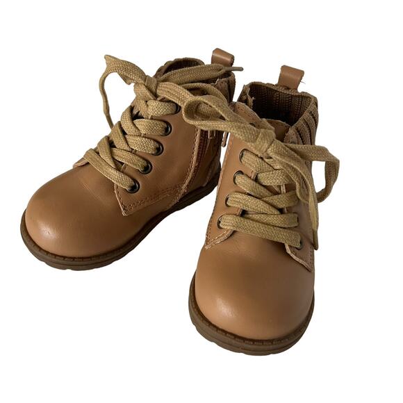 Consciously Baby Leather Knit Combat Boots - Picture 2 of 11